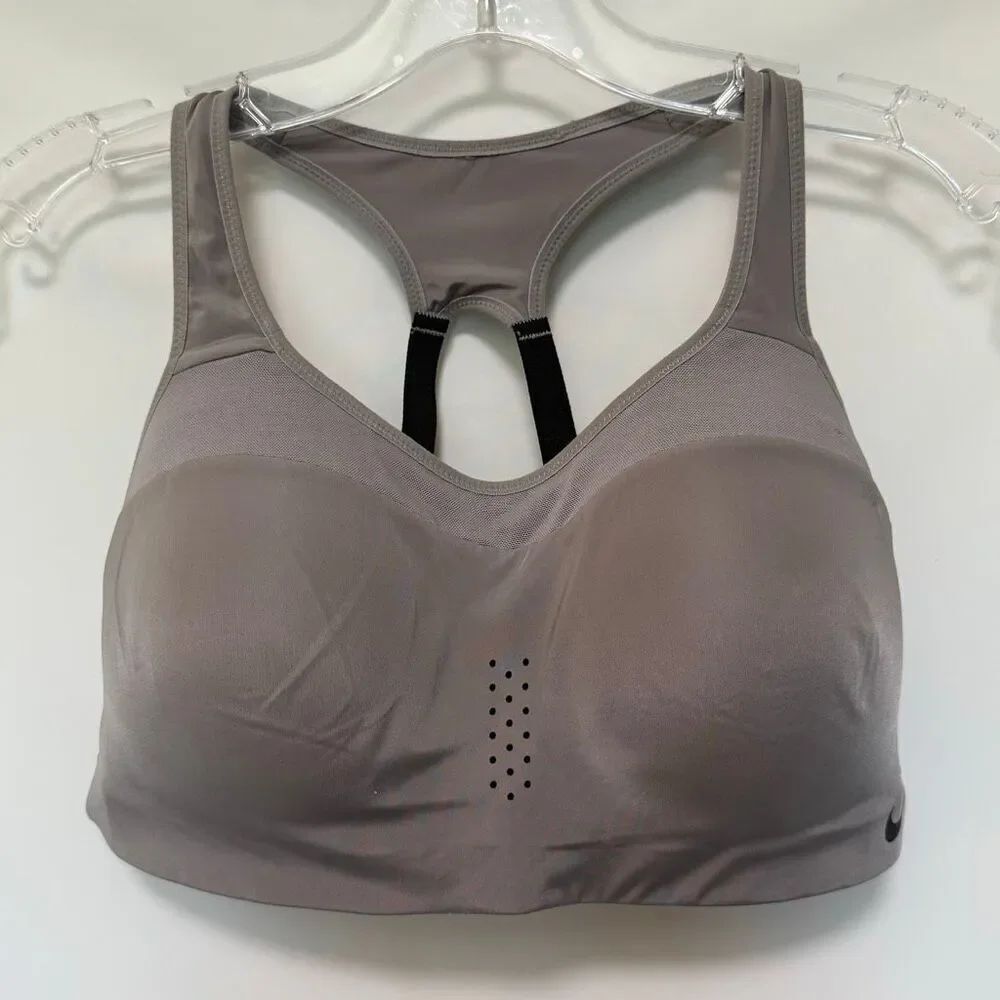 Nike padded Racerback Gray Black sport bra size large